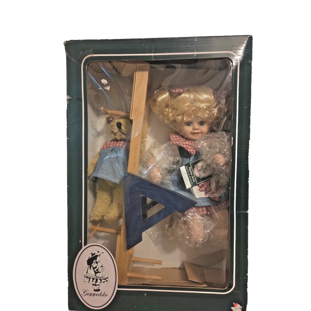 Geppeddo Playtime Series Alecia and Grizzly Porcelain Doll Set with Bear Ladder